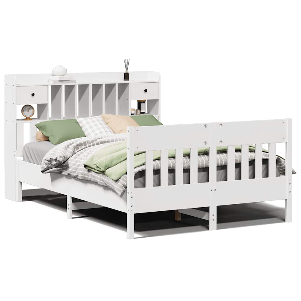 vidaXL Bed Frame without Mattress White 140x200 cm Solid Wood Pine 2