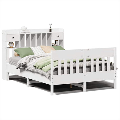 vidaXL Bed Frame without Mattress White 140x200 cm Solid Wood Pine 2