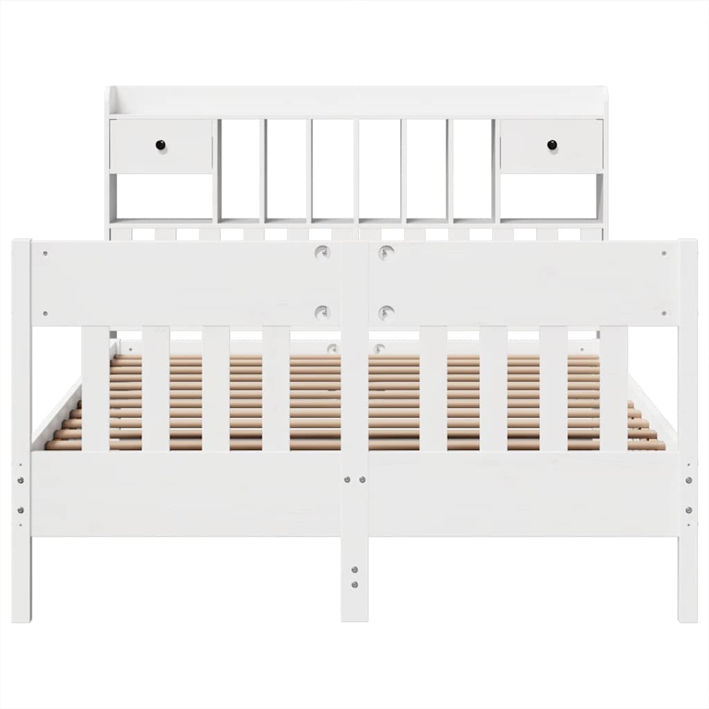 vidaXL Bed Frame without Mattress White 140x200 cm Solid Wood Pine 4