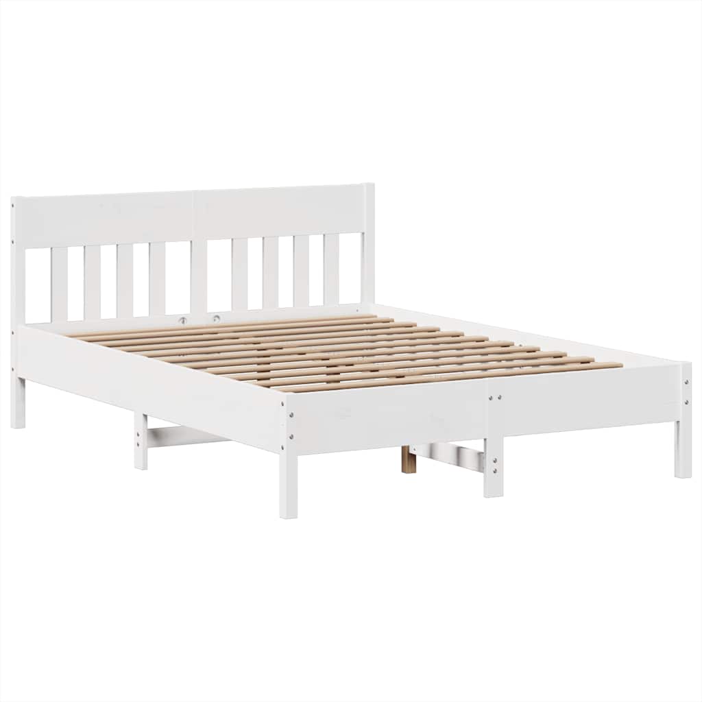 vidaXL Bed Frame without Mattress White 140x200 cm Solid Wood Pine 5