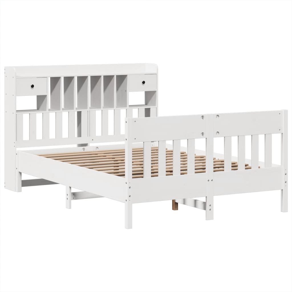 vidaXL Bed Frame without Mattress White 140x190 cm Solid Wood Pine 3
