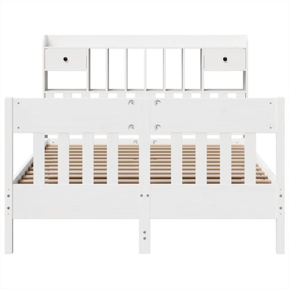vidaXL Bed Frame without Mattress White 140x190 cm Solid Wood Pine 4