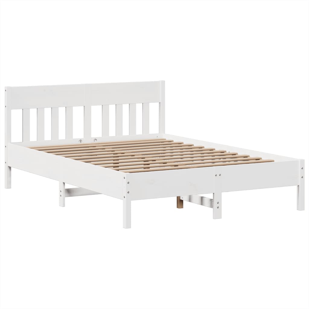 vidaXL Bed Frame without Mattress White 140x190 cm Solid Wood Pine 5