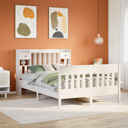 vidaXL Bed Frame without Mattress White 140x190 cm Solid Wood Pine 1
