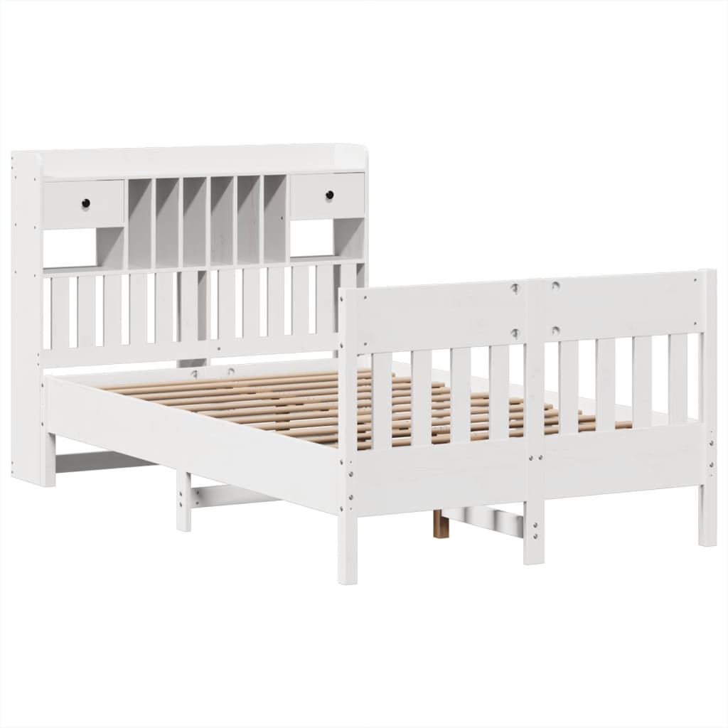 vidaXL Bed Frame without Mattress White 135x190 cm Solid Wood Pine 3