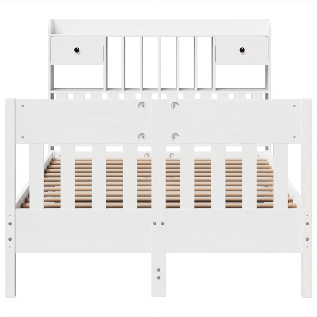 vidaXL Bed Frame without Mattress White 135x190 cm Solid Wood Pine 4
