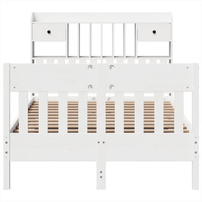 vidaXL Bed Frame without Mattress White 135x190 cm Solid Wood Pine 4