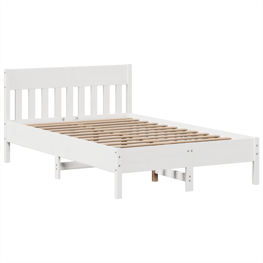 vidaXL Bed Frame without Mattress White 135x190 cm Solid Wood Pine 5