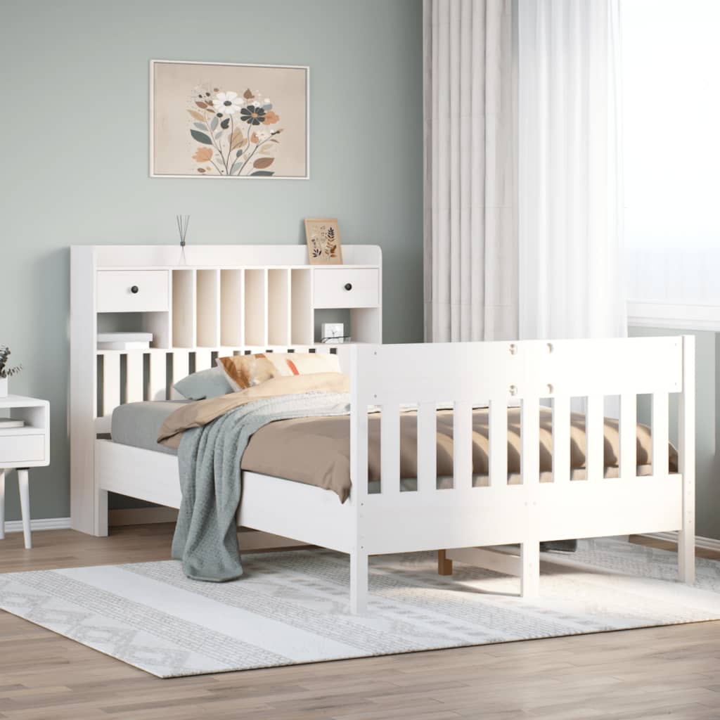 vidaXL Bed Frame without Mattress White 135x190 cm Solid Wood Pine 1