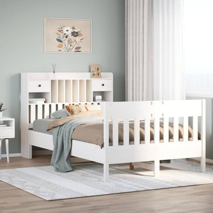 vidaXL Bed Frame without Mattress White 135x190 cm Solid Wood Pine 1