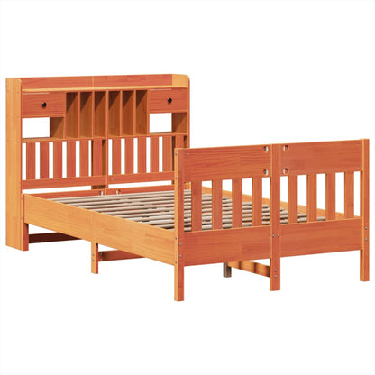 vidaXL Bed Frame without Mattress Wax Brown 135x190 cm Solid Wood Pine 3