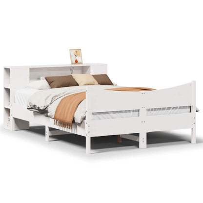 vidaXL Bed Frame without Mattress White 150x200 cm King Size Solid Wood Pine 2