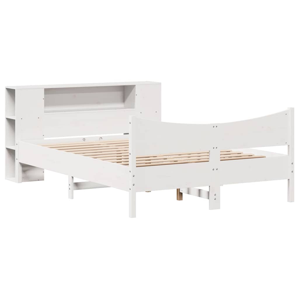 vidaXL Bed Frame without Mattress White 150x200 cm King Size Solid Wood Pine 3