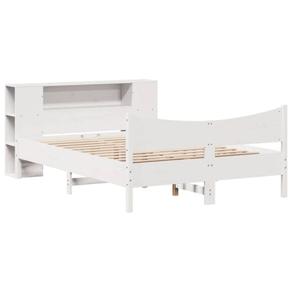 vidaXL Bed Frame without Mattress White 150x200 cm King Size Solid Wood Pine 3