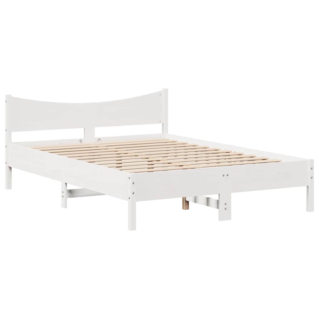 vidaXL Bed Frame without Mattress White 150x200 cm King Size Solid Wood Pine 5