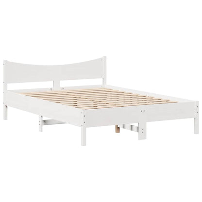 vidaXL Bed Frame without Mattress White 150x200 cm King Size Solid Wood Pine 5