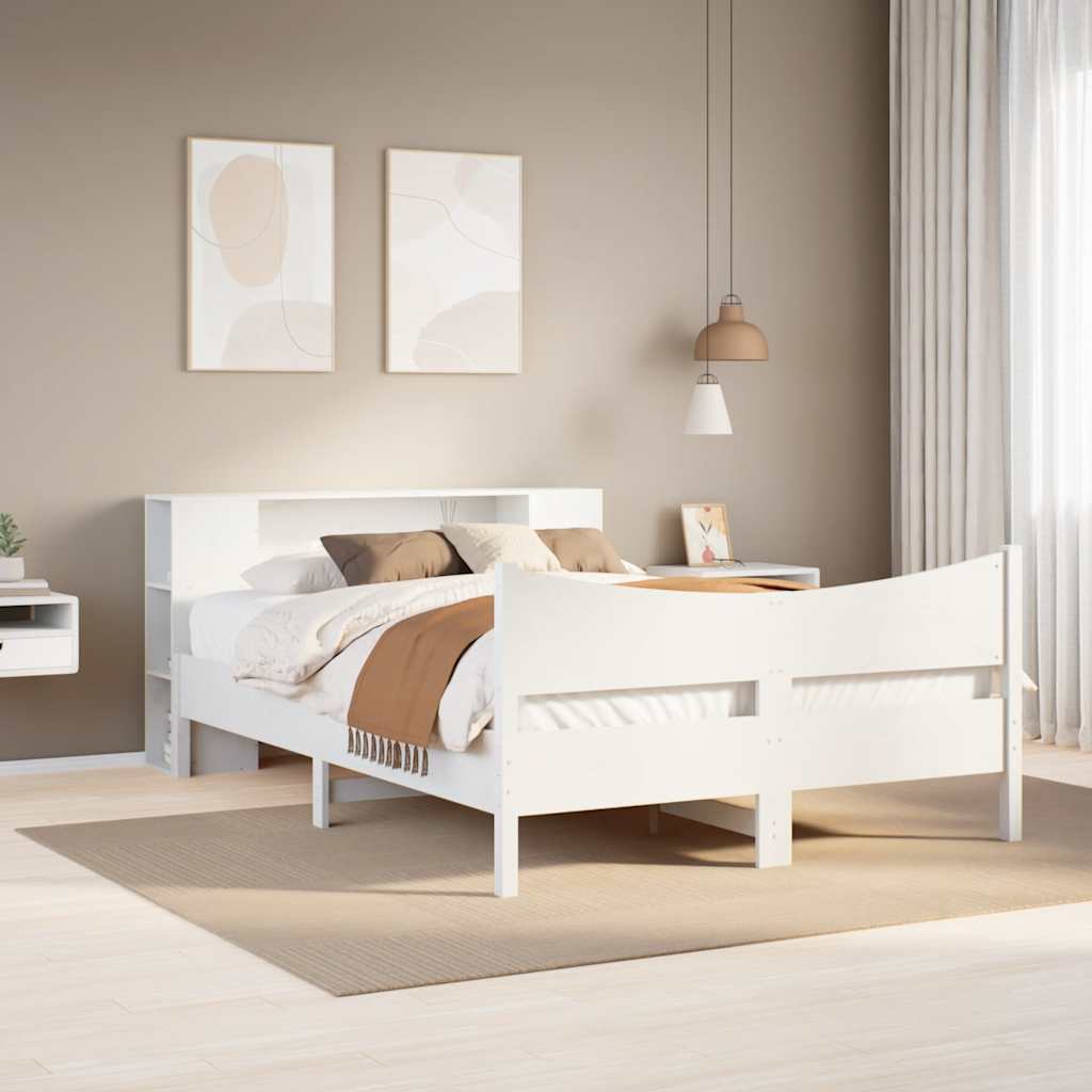vidaXL Bed Frame without Mattress White 150x200 cm King Size Solid Wood Pine 1