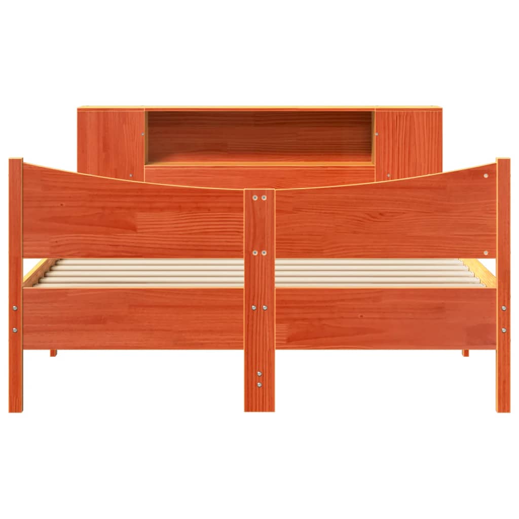 vidaXL Bed Frame without Mattress Wax Brown 140x190 cm Solid Wood Pine 4