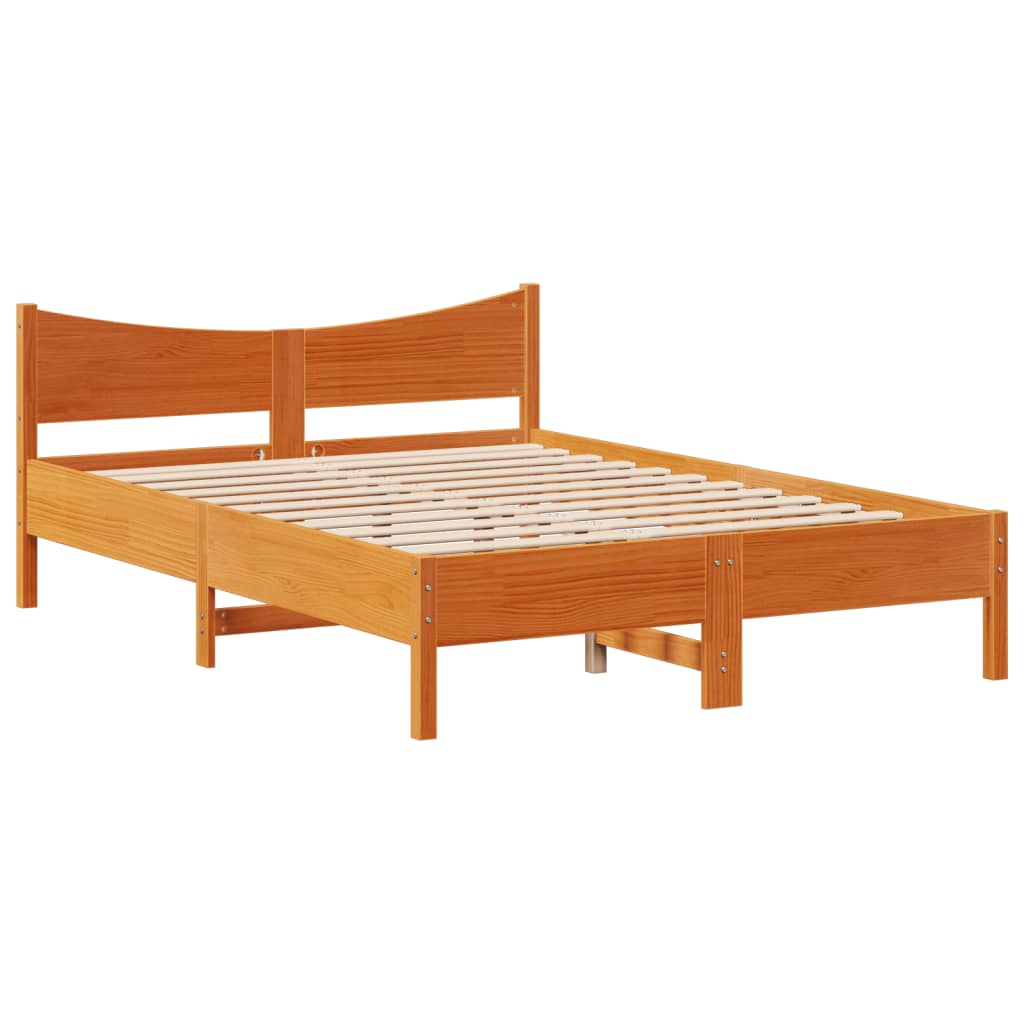 vidaXL Bed Frame without Mattress Wax Brown 140x190 cm Solid Wood Pine 5