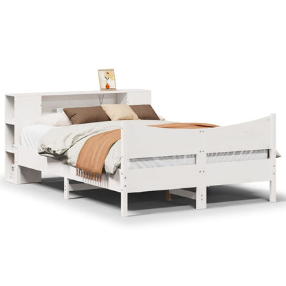 vidaXL Bed Frame without Mattress White 135x190 cm Double Solid Wood Pine 2