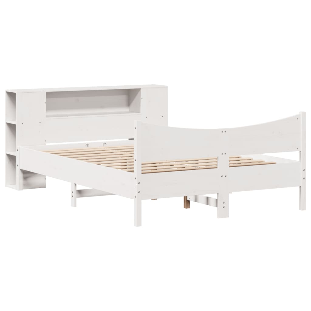 vidaXL Bed Frame without Mattress White 135x190 cm Double Solid Wood Pine 3