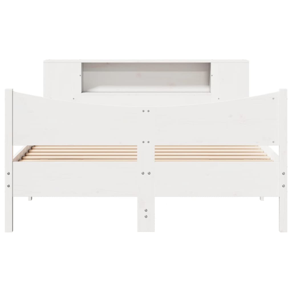 vidaXL Bed Frame without Mattress White 135x190 cm Double Solid Wood Pine 4