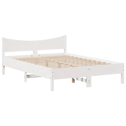 vidaXL Bed Frame without Mattress White 135x190 cm Double Solid Wood Pine 5