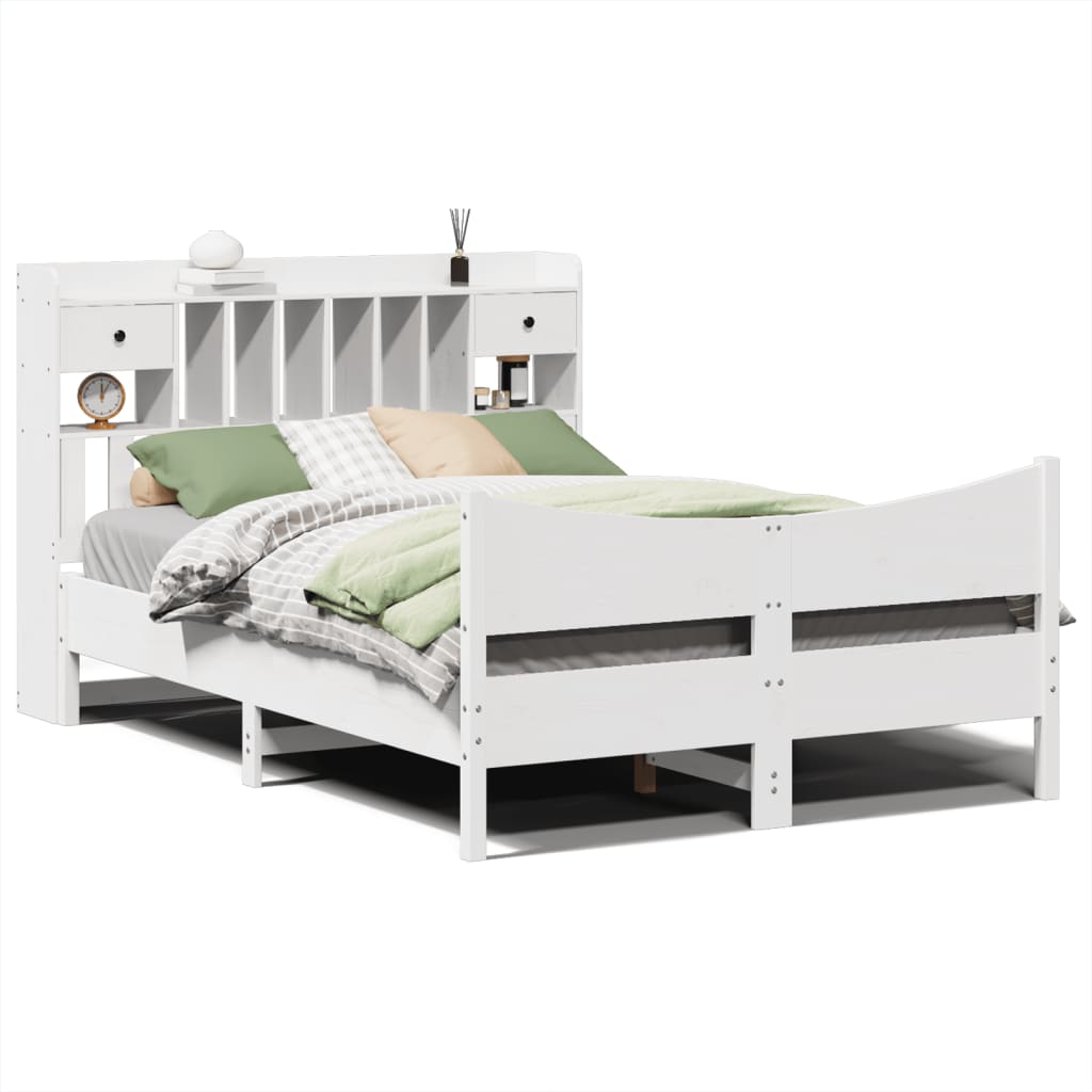 vidaXL Bed Frame without Mattress White 160x200 cm Solid Wood Pine 2