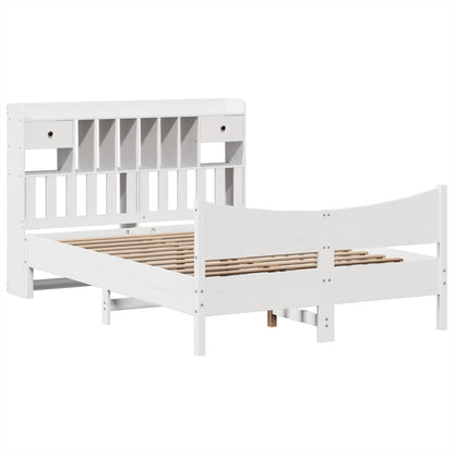 vidaXL Bed Frame without Mattress White 150x200 cm King Size Solid Wood Pine 3