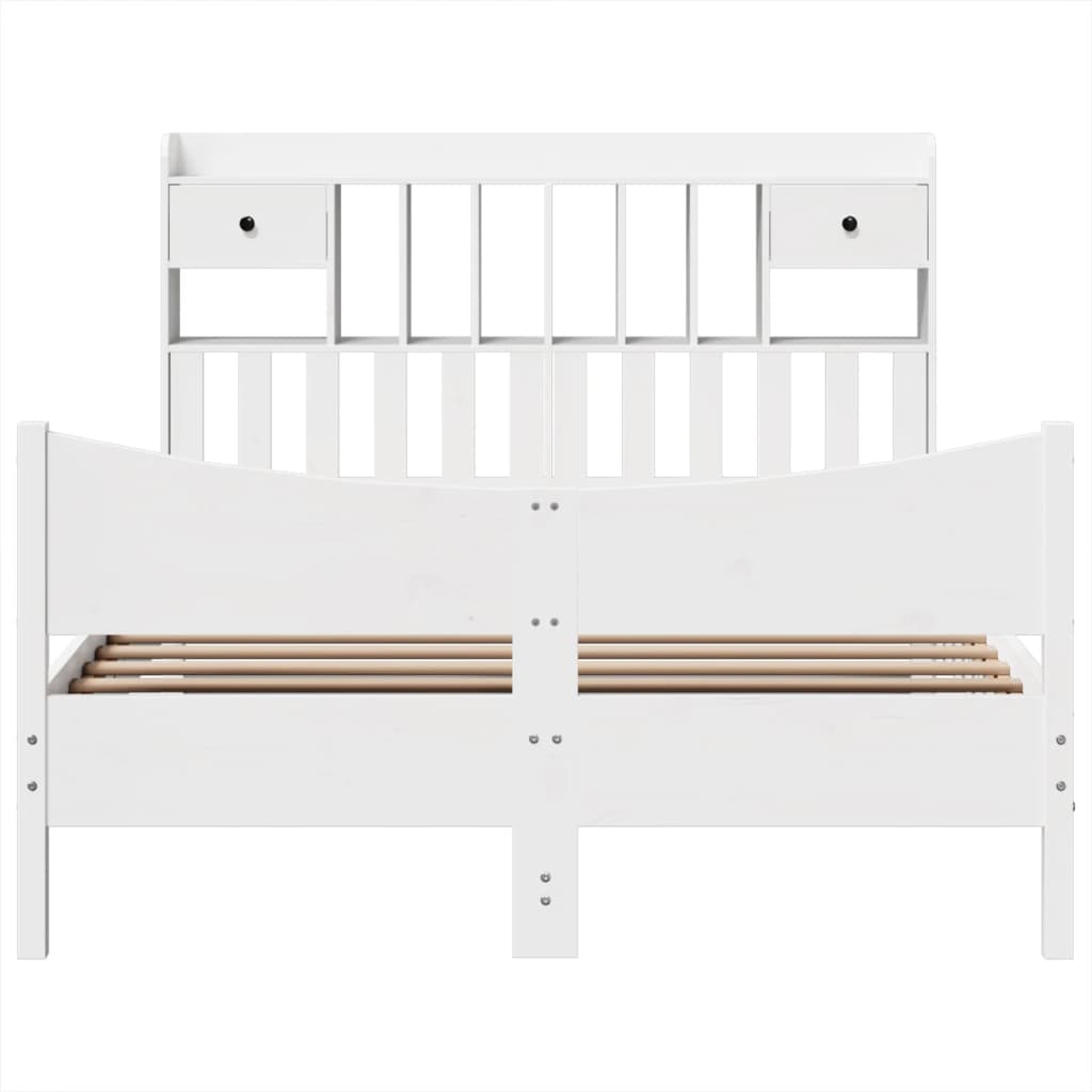 vidaXL Bed Frame without Mattress White 150x200 cm King Size Solid Wood Pine 4