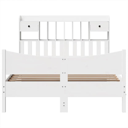 vidaXL Bed Frame without Mattress White 150x200 cm King Size Solid Wood Pine 4