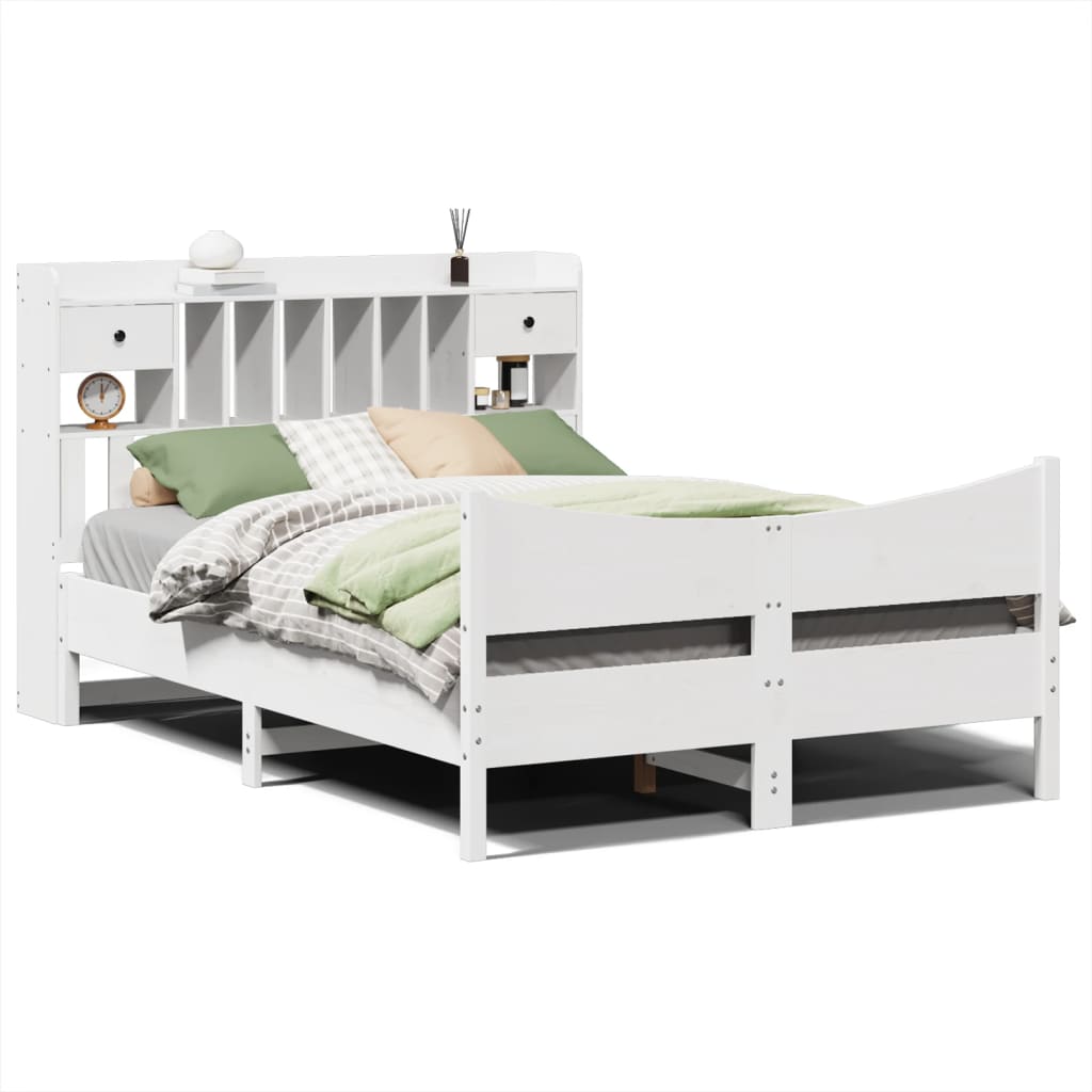 vidaXL Bed Frame without Mattress White 140x200 cm Solid Wood Pine 2
