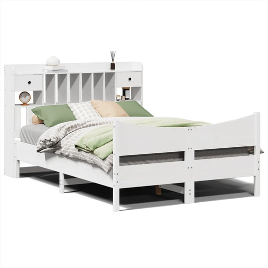 vidaXL Bed Frame without Mattress White 140x200 cm Solid Wood Pine 2