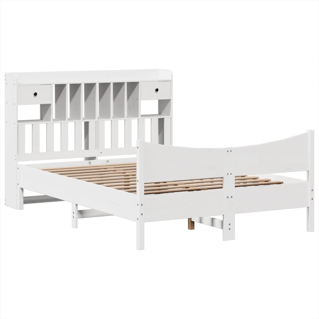 vidaXL Bed Frame without Mattress White 140x200 cm Solid Wood Pine 3