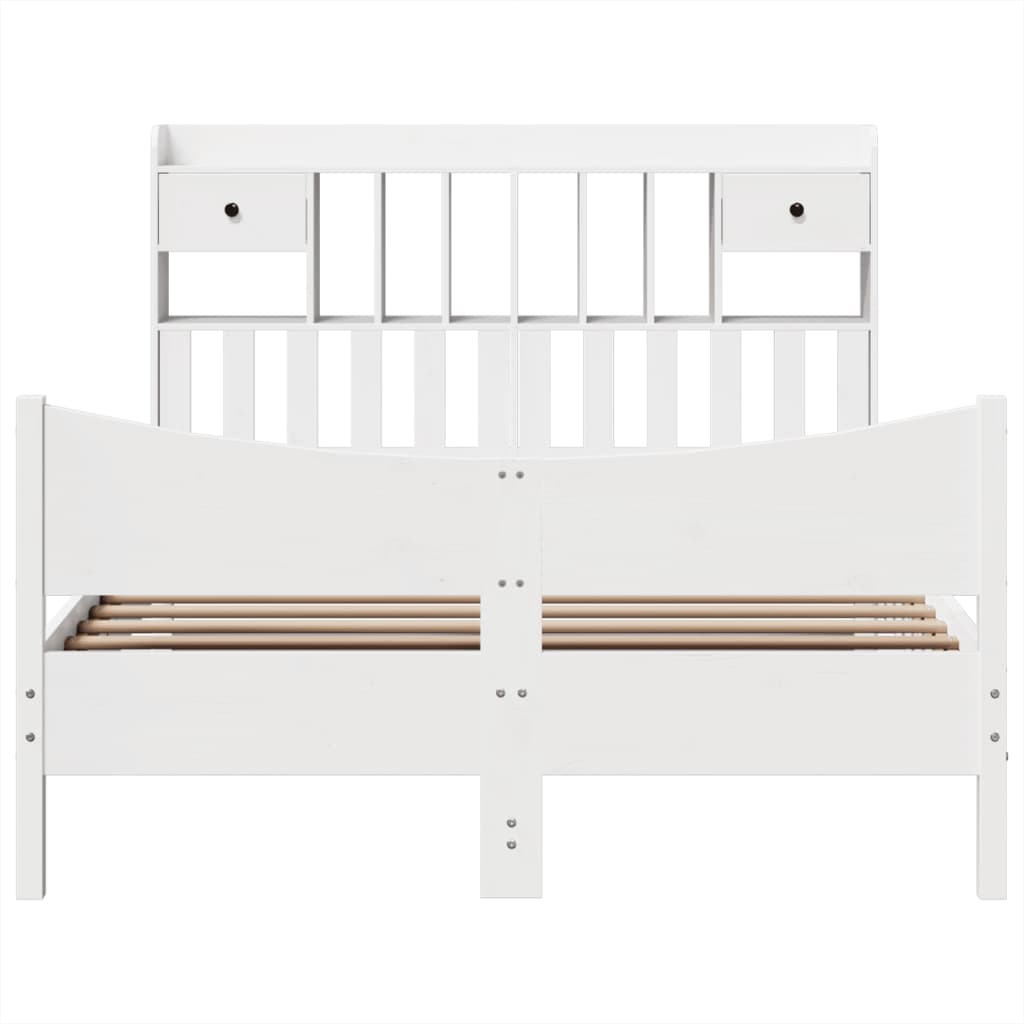 vidaXL Bed Frame without Mattress White 140x200 cm Solid Wood Pine 4
