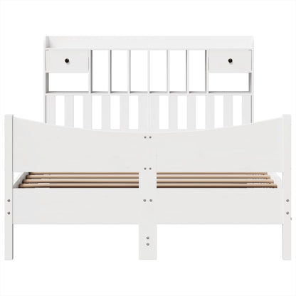 vidaXL Bed Frame without Mattress White 140x200 cm Solid Wood Pine 4