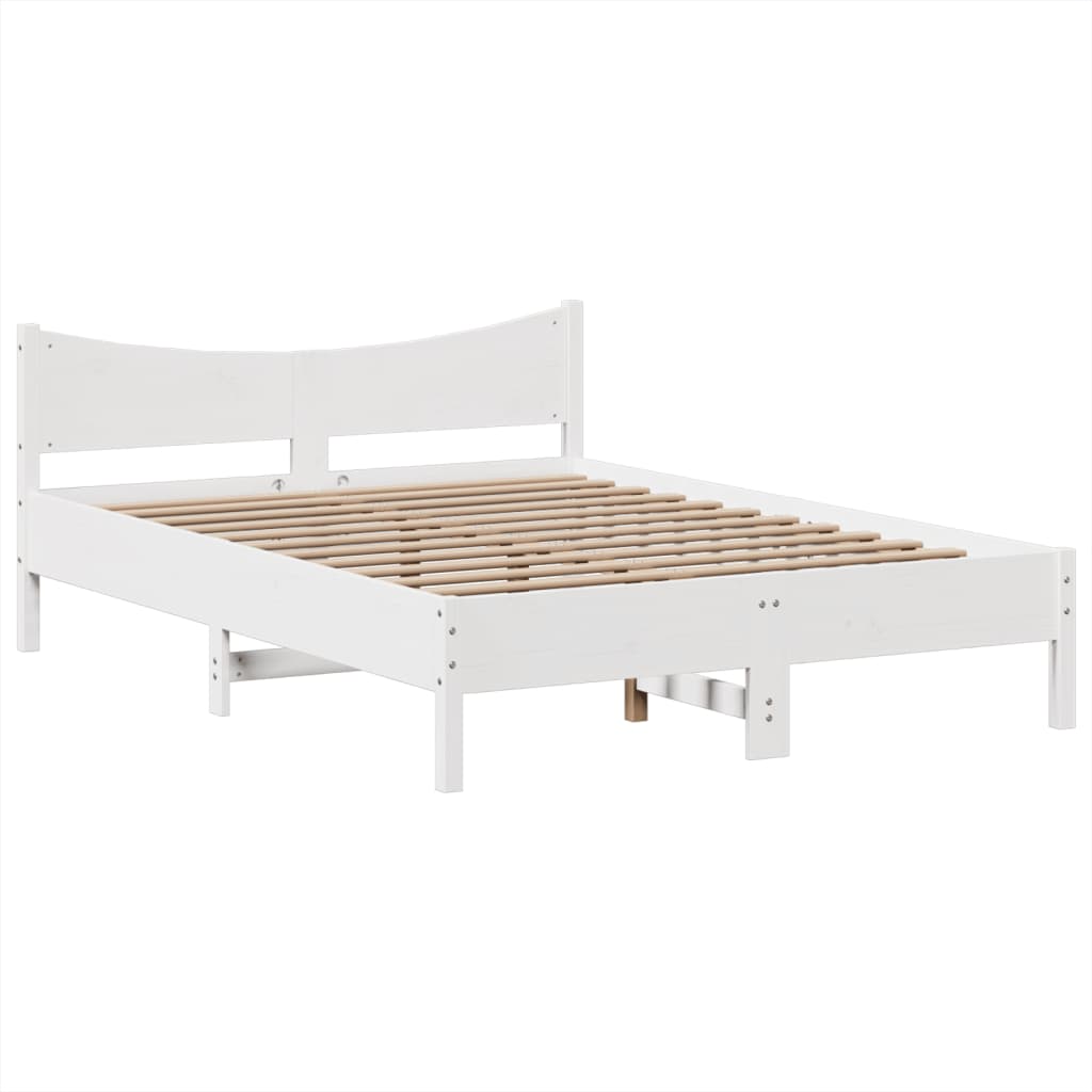 vidaXL Bed Frame without Mattress White 140x200 cm Solid Wood Pine 5