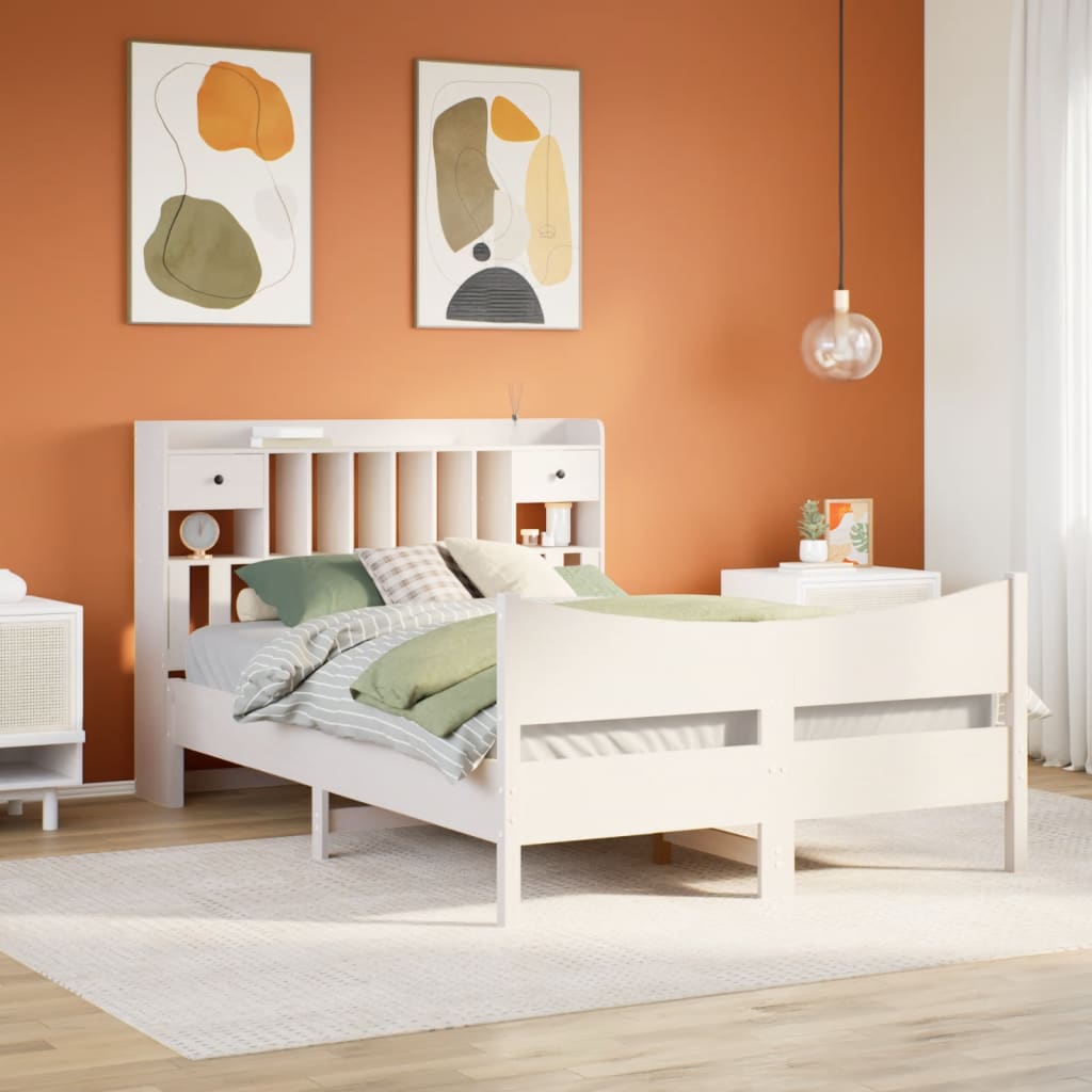 vidaXL Bed Frame without Mattress White 140x200 cm Solid Wood Pine 1