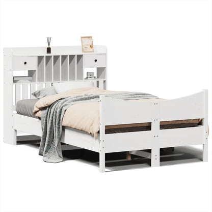vidaXL Bed Frame without Mattress White 135x190 cm Double Solid Wood Pine 2