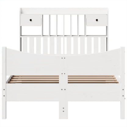 vidaXL Bed Frame without Mattress White 135x190 cm Double Solid Wood Pine 4