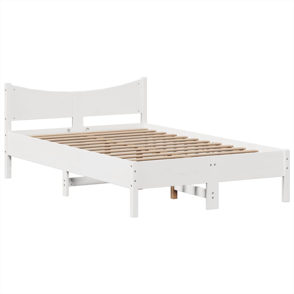 vidaXL Bed Frame without Mattress White 135x190 cm Double Solid Wood Pine 5