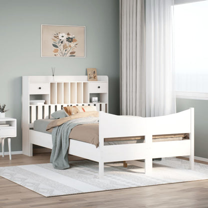 vidaXL Bed Frame without Mattress White 135x190 cm Double Solid Wood Pine 1