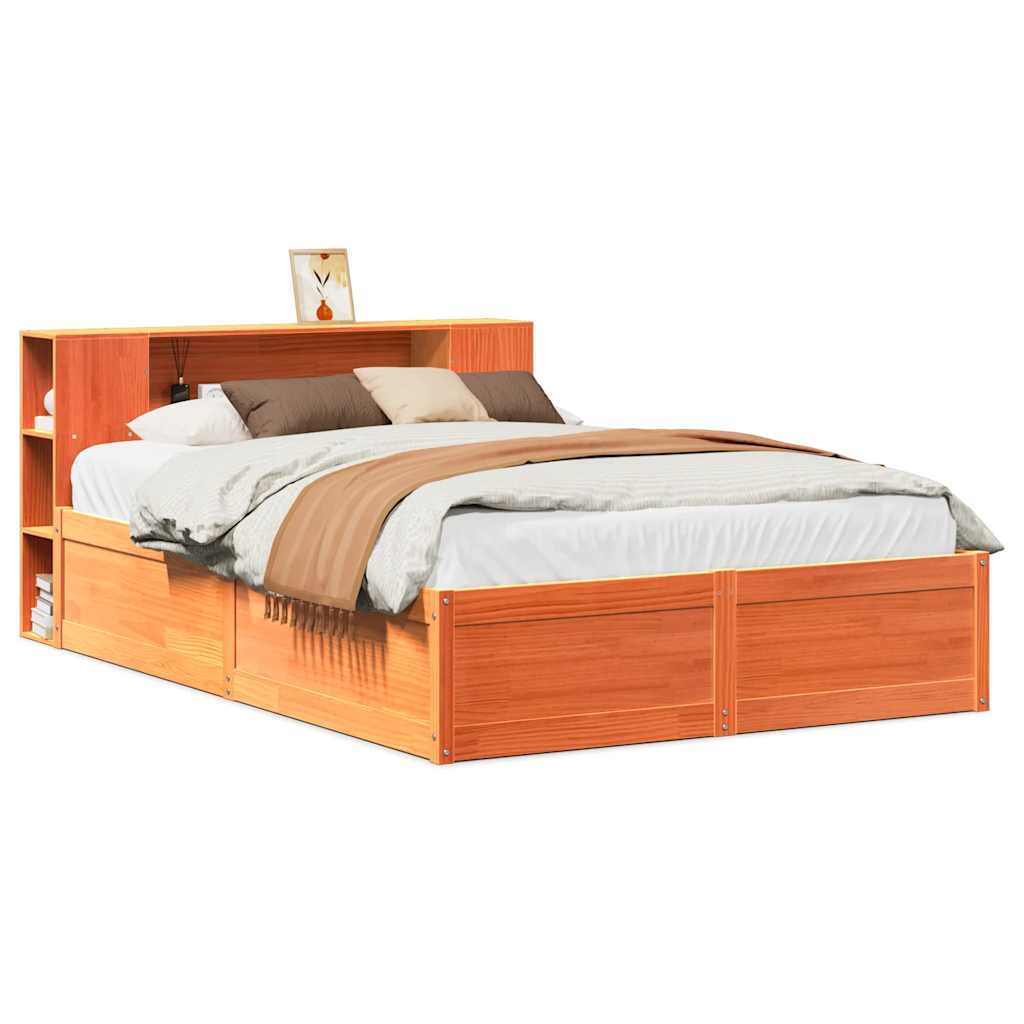 vidaXL Bed Frame without Mattress Wax Brown 150x200 cm Solid Wood Pine 2