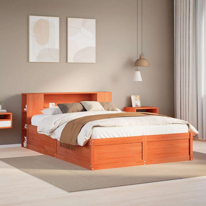 vidaXL Bed Frame without Mattress Wax Brown 150x200 cm Solid Wood Pine 1