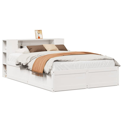 vidaXL Bed Frame without Mattress White 135x190 cm Solid Wood Pine 2