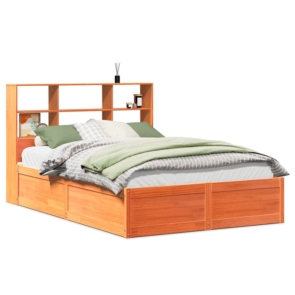 vidaXL Bed Frame without Mattress Wax Brown 160x200 cm Solid Wood Pine 2