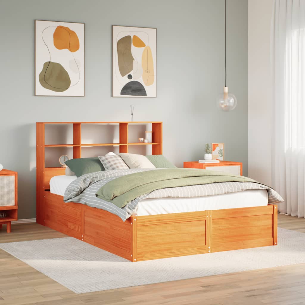 vidaXL Bed Frame without Mattress Wax Brown 150x200 cm Solid Wood Pine 1