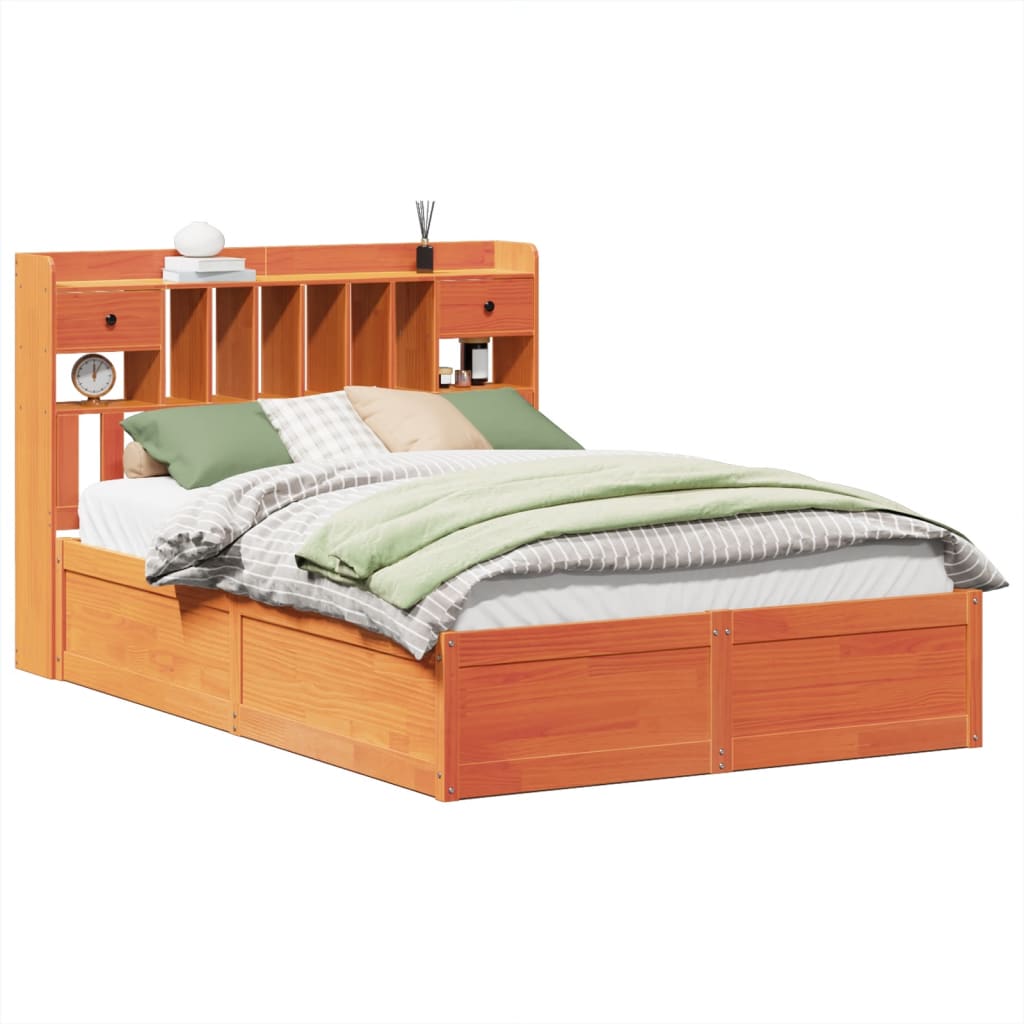vidaXL Bed Frame without Mattress Wax Brown 160x200 cm Solid Wood Pine 2
