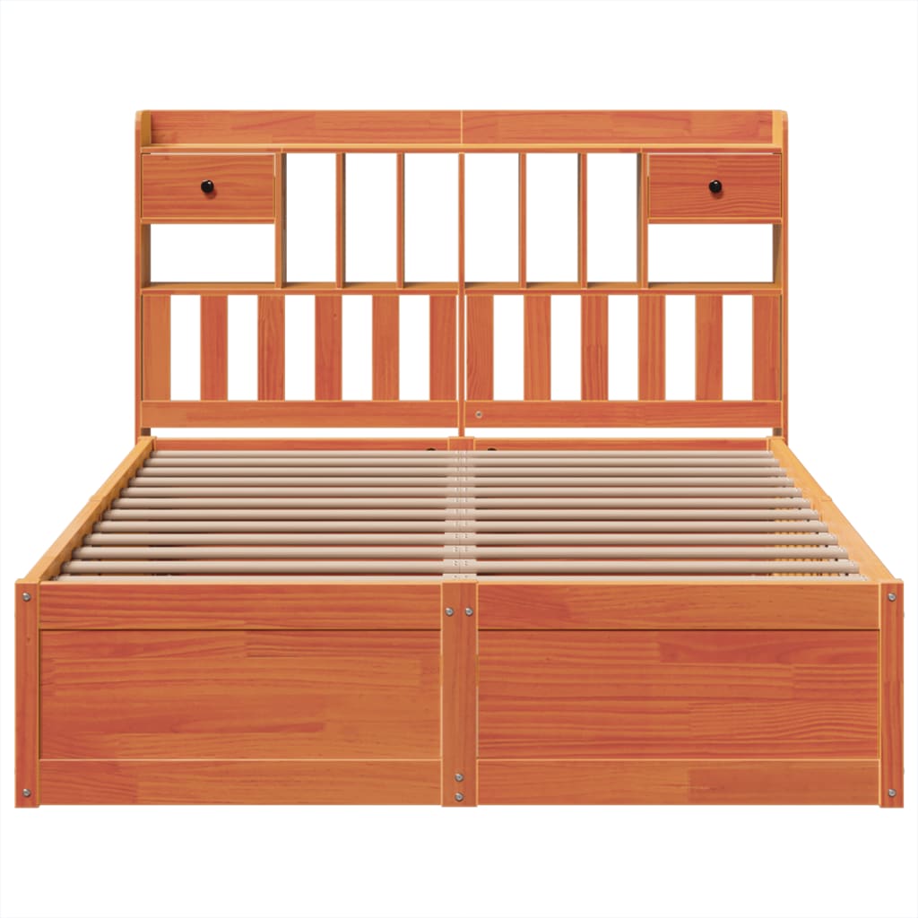 vidaXL Bed Frame without Mattress Wax Brown 150x200 cm Solid Wood Pine 4