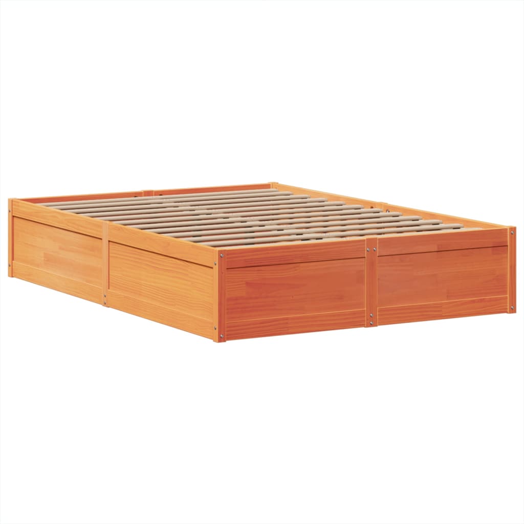 vidaXL Bed Frame without Mattress Wax Brown 150x200 cm Solid Wood Pine 5